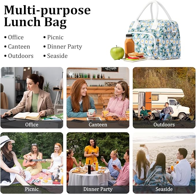 MEXS Insulated Lunch Bag for Women Men Large Reusable Lunch Box Adult Leakproof Portable Cooler Tote Bags for Work Picnic