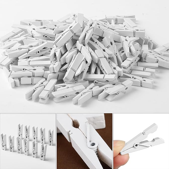 Mr. Pen- Wooden Clothes Pins, Natural Wood, 132 pcs, 1.4 Inch, White Mini Clothes Pins for Hanging Pictures, Small Clothes Pins Wood, Clothing Pins, Mini Clothespins for Photos, Small Clothes Pin
