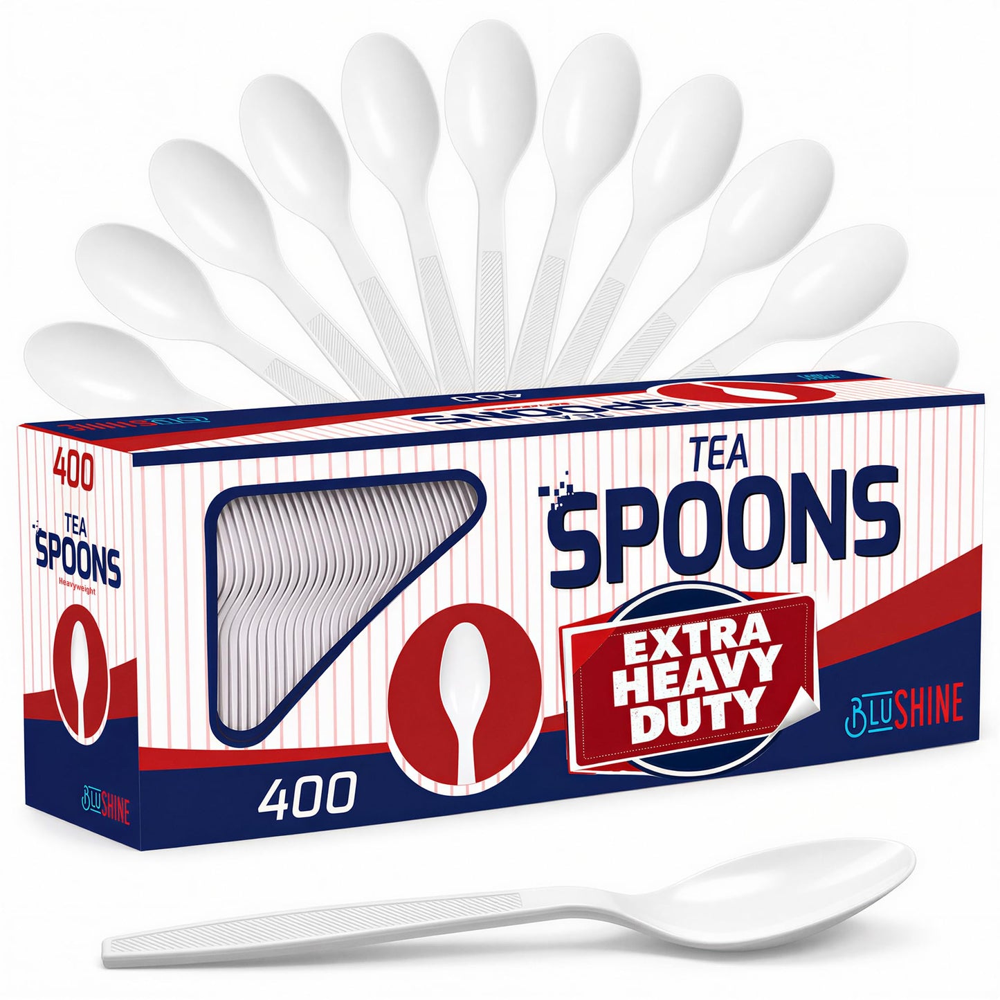 BluShine Extra Heavy Duty Plastic Soup Spoons, Disposable Bulk Utensils