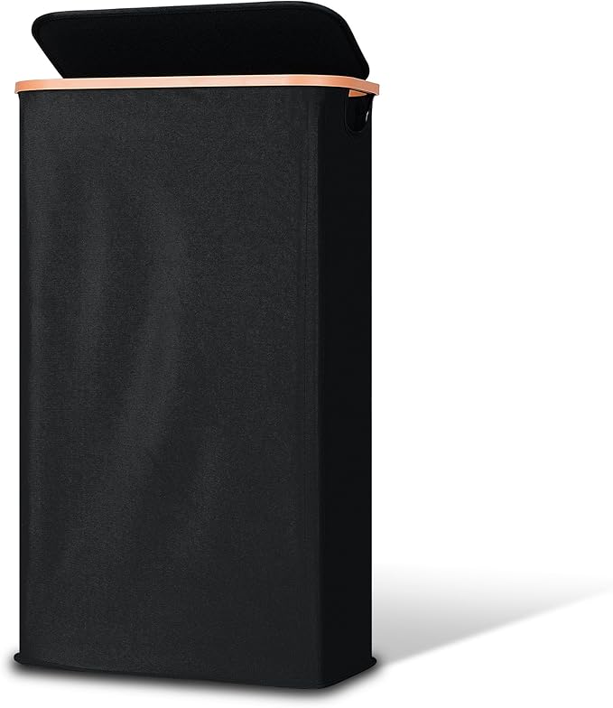 Slim Laundry Basket with Lid, Narrow Dirty Clothes Hampers for Laundry with Handle, Skinny Laundry Bin for Laundry Room, Dorm, Bedroom and Bathroom, 15.9 Gallon (60L) Black