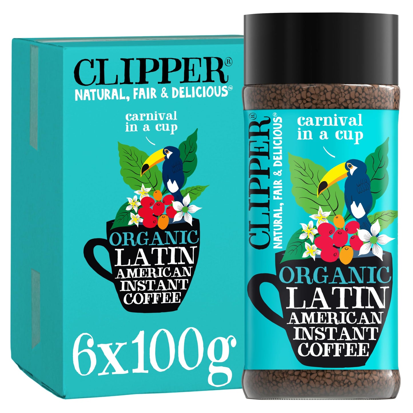 Clipper Instant Coffee, Decaf Latin American, 3.5oz jar / 6 pack