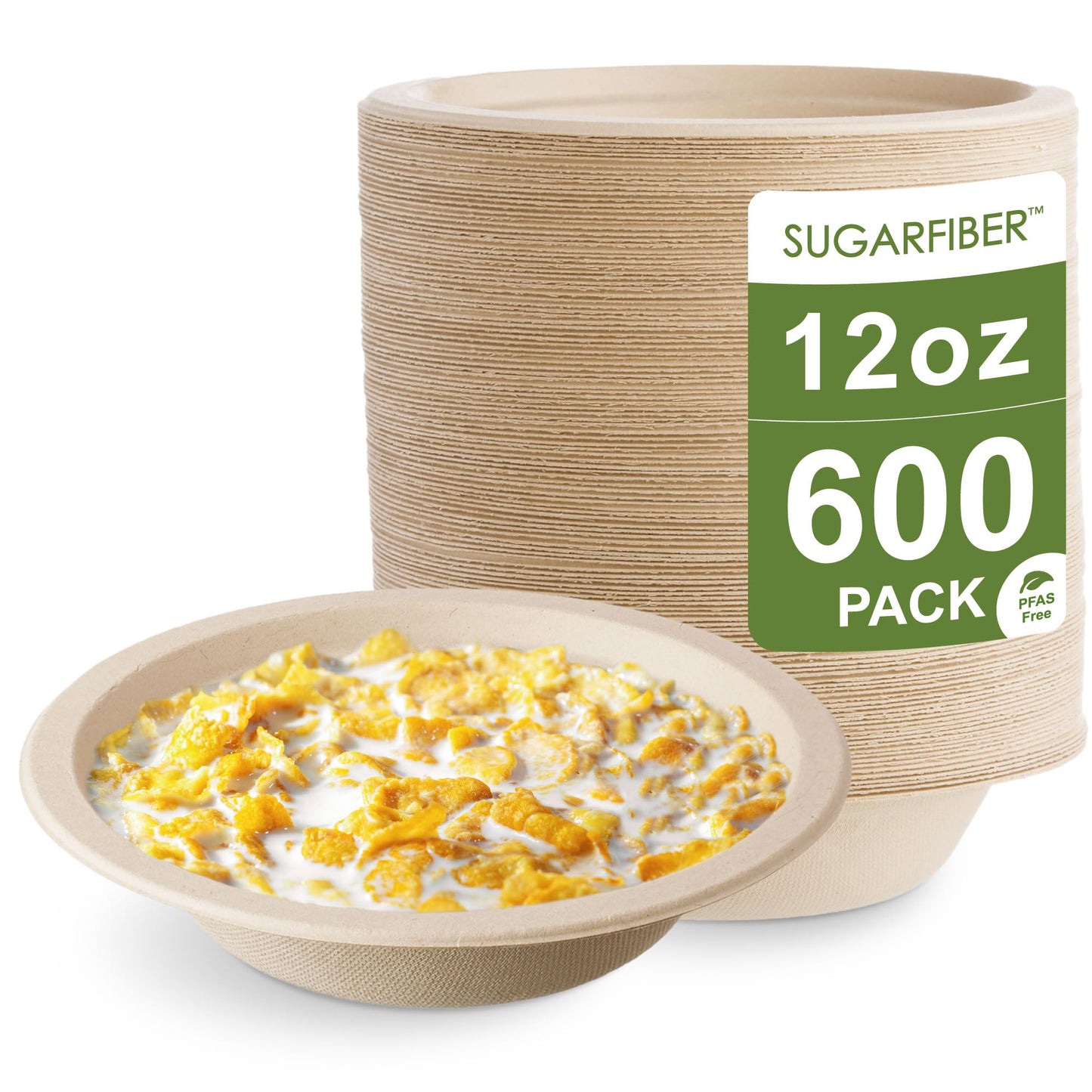 24oz Compostable Paper Bowls Disposable Round Natural Soup Bowls, 500 Count