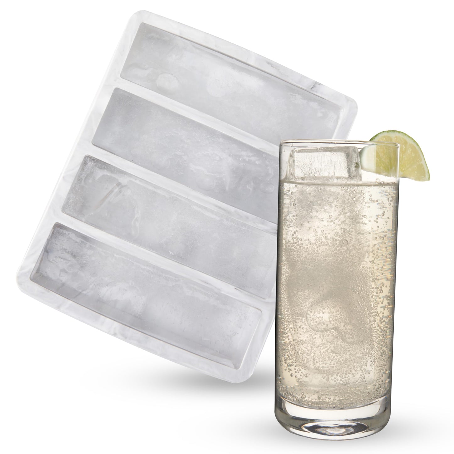 Host Ice Cube Tray with Lid, Makes 15 1.25" Cubes, Durable Silicone Trays, Perfect for Cocktails, Beverages, Mocktails, Iced Coffee, Tea, Infused Water, Kitchen Essentials, Set of 1, Blue Marble