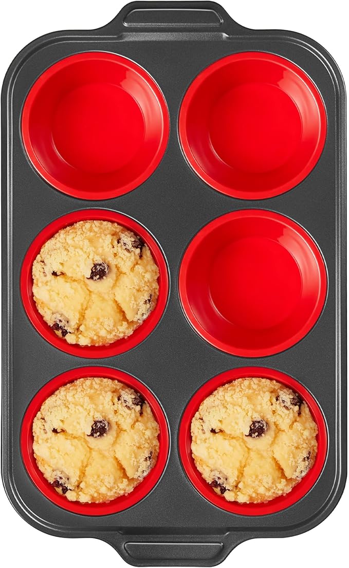 BRONYPRO Silicone Muffin Pans for Baking with Metal Frame, Egg Bite Molds, Cupcake Pans 12 Regular Size, Muffin Tins Easy to Pop Nonstick Non Toxic Bakeware for Oven,Rose Pink