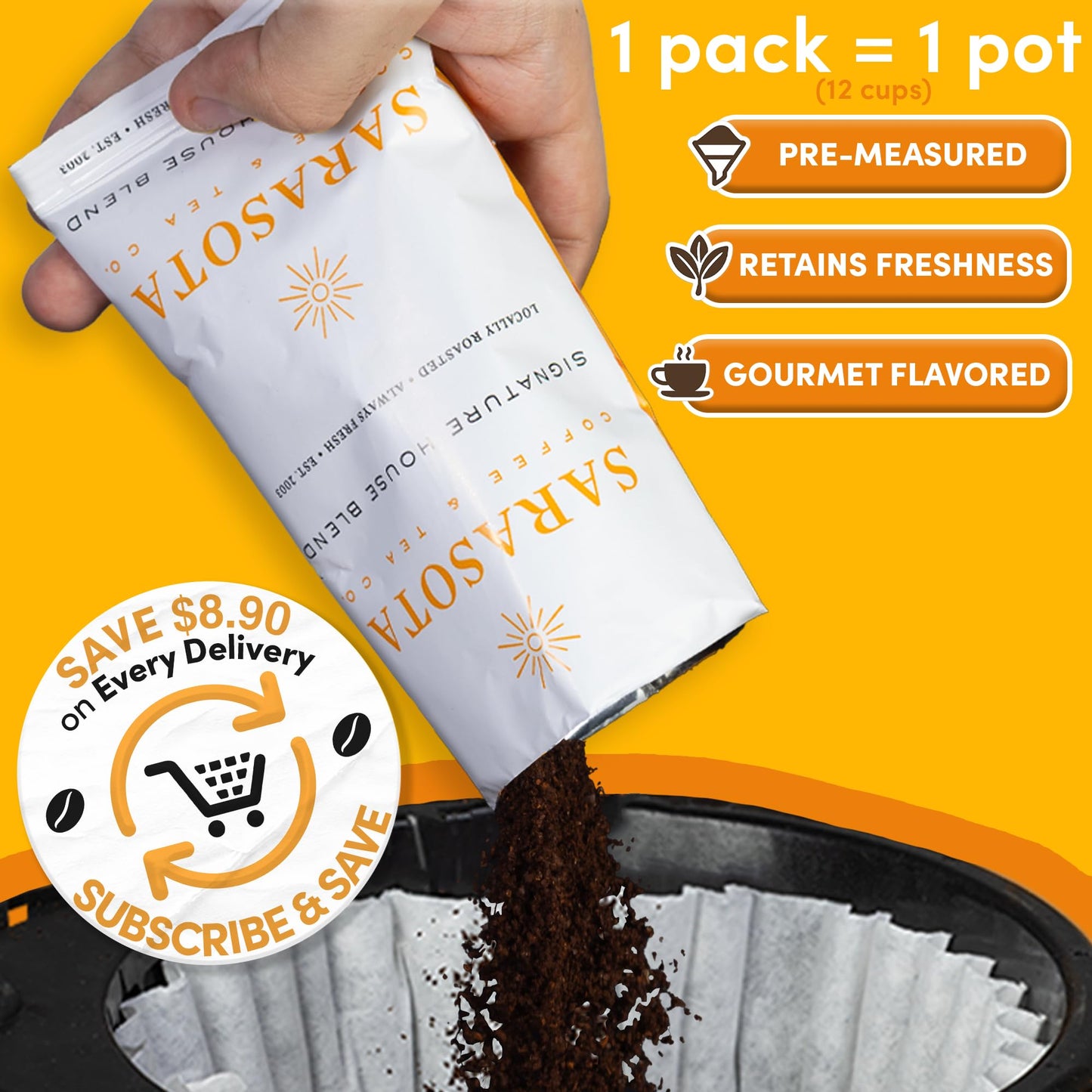 Coffee Packets Sampler – Coffee Variety Pack Ground Coffee Gift Set, Medium Dark & Flavored Roast, Low Acid Gourmet Pre-Measured Packs for 12-Cup Brewers, 2oz Individual Bags