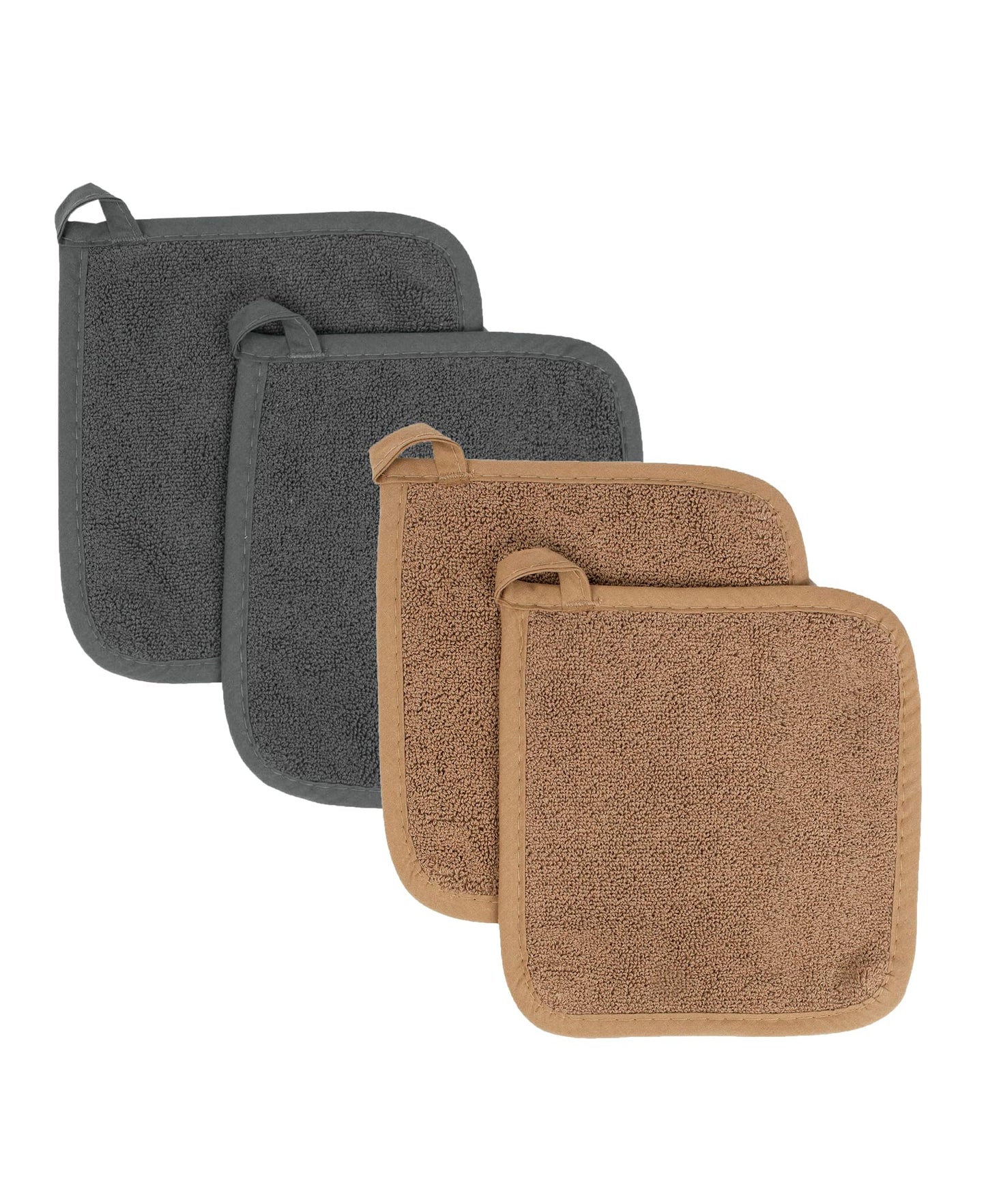 RITZ Terry Potholder & Hot Pad: Unparalleled Heat Resistant, Durable 100% Cotton – Ergonomically Designed for Optimal Grip – Easy-Care Machine Washable – 2-Pack, Latte