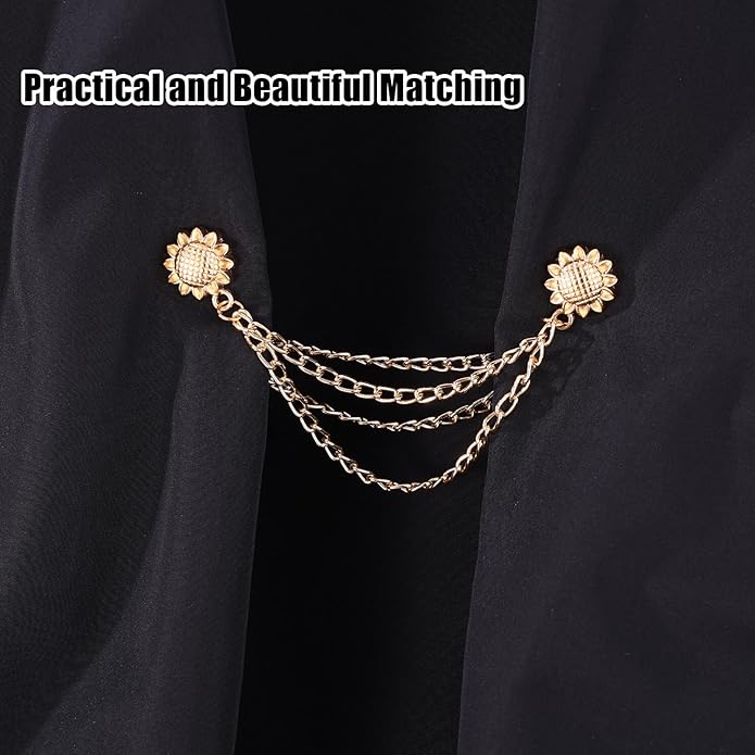 6pcs Magnetic Clothing Clips with Chain, Multi-Function Magnet Button Pins Hijab Cuff Clips for Fixing Hem of Clothes Long Pants Legs Sleeves of Shirts