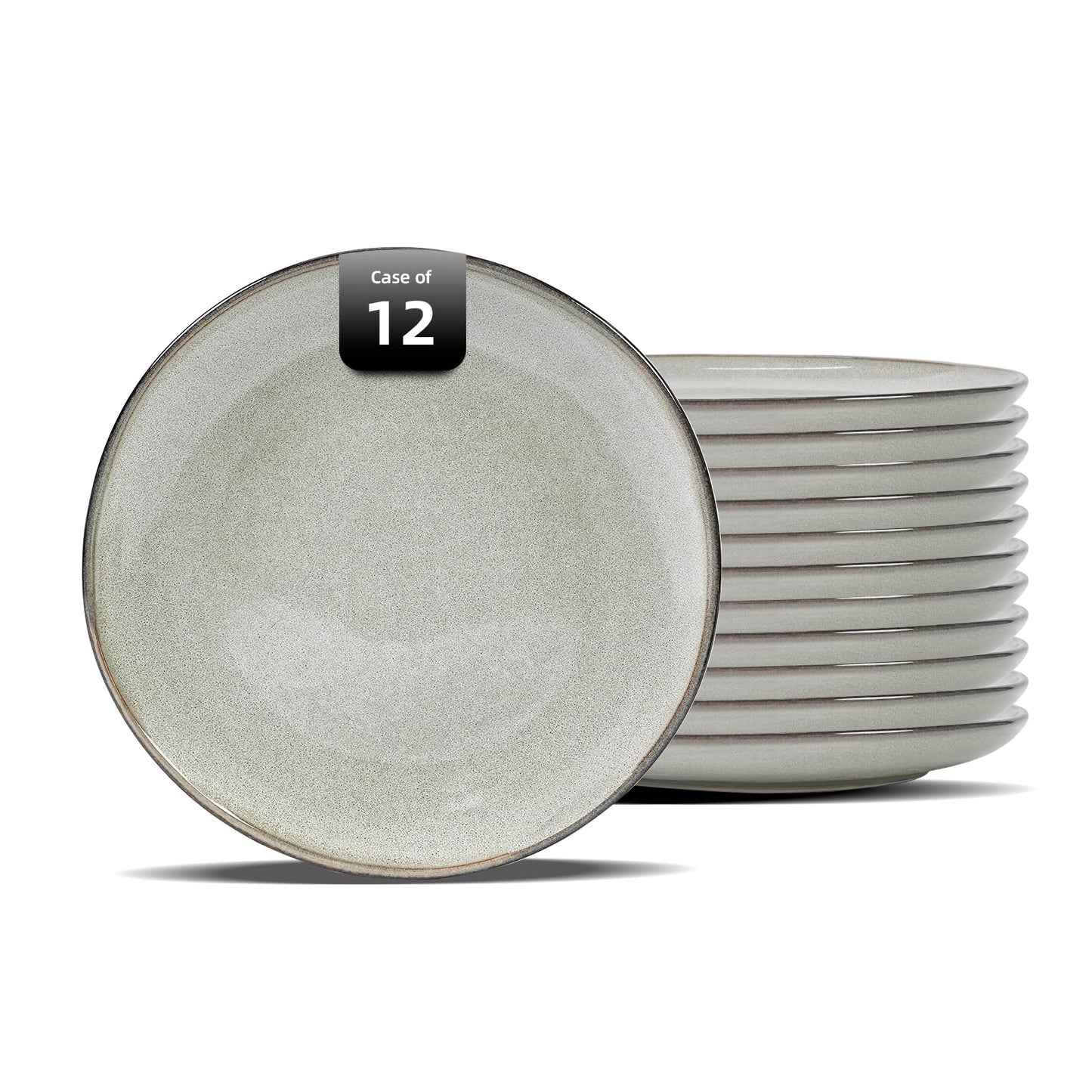 Organic Shape Highland Ceramic Mug, 24pcs 12oz Handmade Reactive Glaze Stoneware Coffee Mug with Wavy Edge, for Kitchen, Microwave & Dishwasher Safe, Scratch Resistant-grey