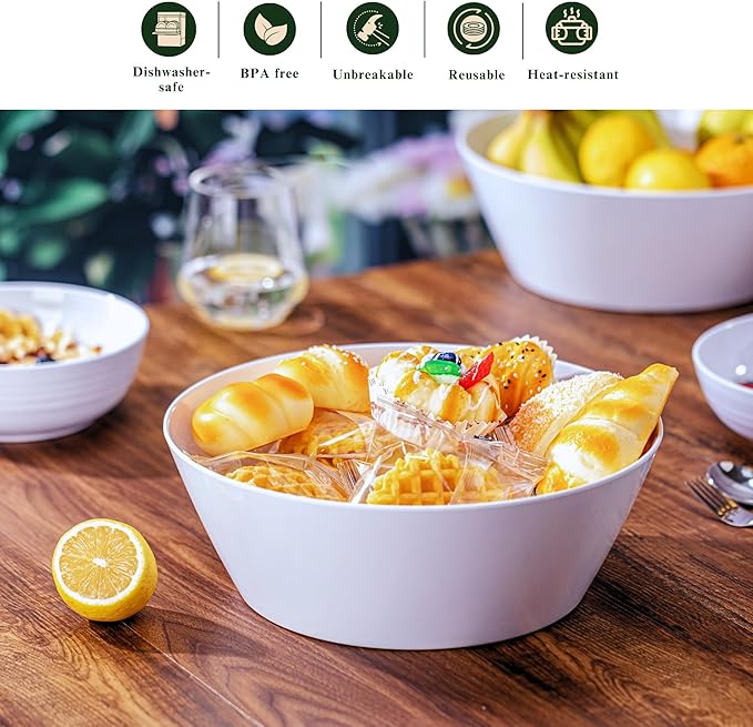 MIYOPESI 11.5-Inch Melamine Mixing Bowls (Set of 2) - Unbreakable and Reusable Large Serving Bowls, Stackable and Dishwasher-Safe - Versatile for All Meals