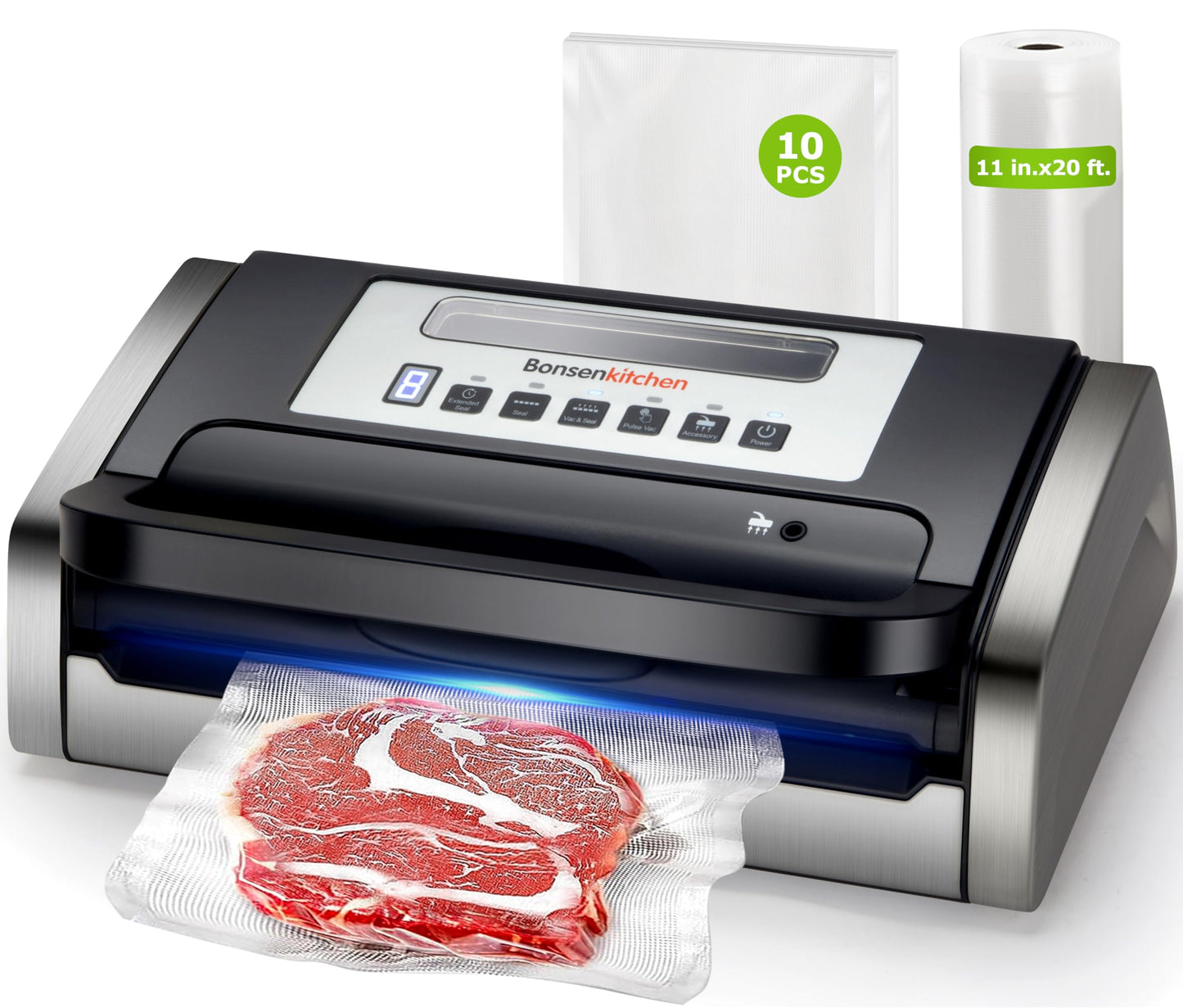 Bonsenkitchen Vacuum Sealer Machine with Globefish Technology, Low-Noise