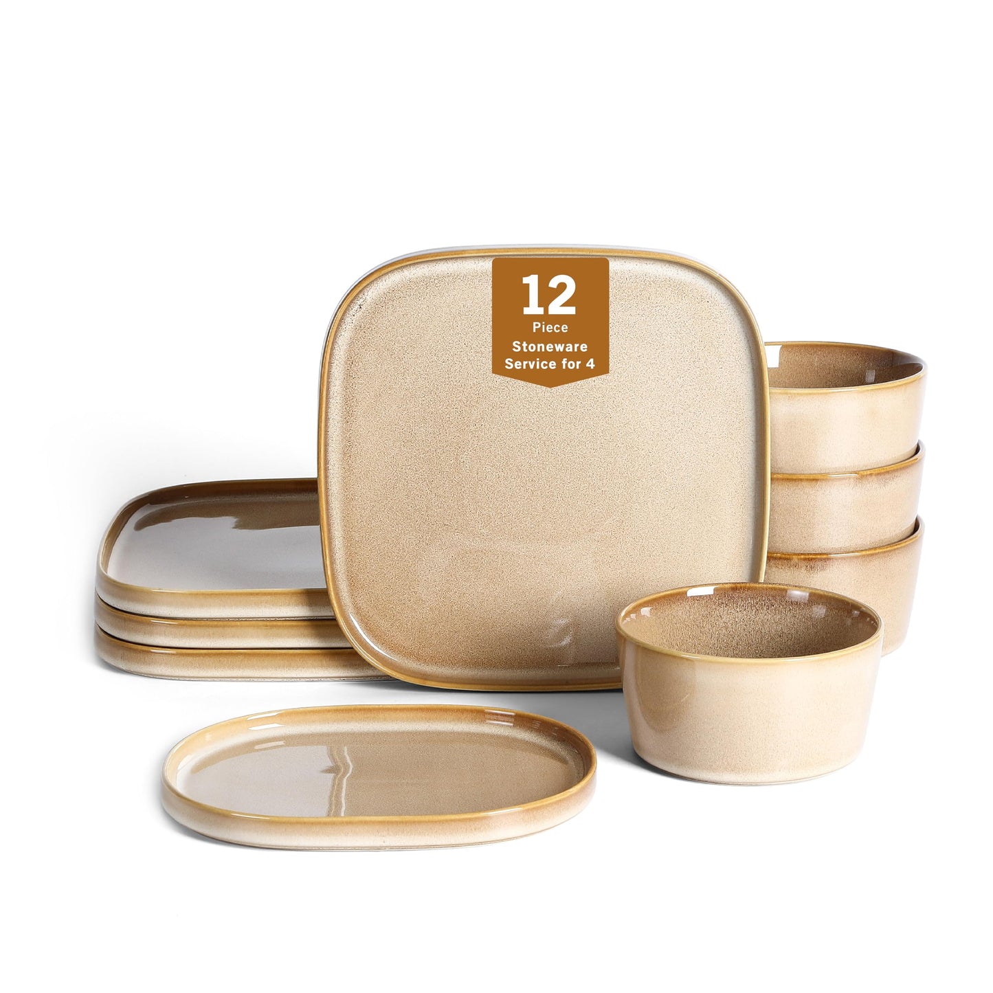 Stone Lain Cairo 24-Piece Dinnerware Set Stoneware, Plates and Bowls Set, Microwave and Dishwasher Safe, Includes Dinner and Salad Plates, Cereal Bowls, Dishes for 8