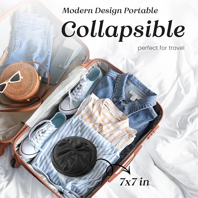 TECHMILLY Upgraded 105L Collapsible Mesh Pop Up Laundry Hamper with Sturdy Handles and Side Pocket - Portable Foldable Clothes Baskets for Dorm, Bathroom & Travel Storage (Black Plus)