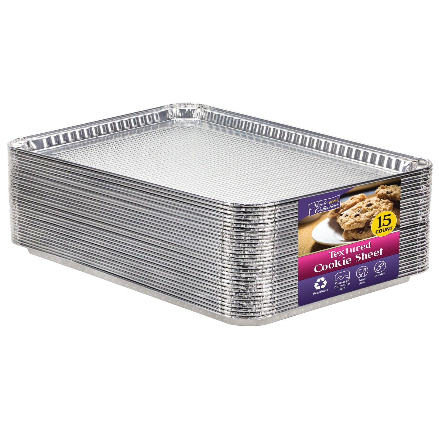 Aluminum Pans Half Size Cookie Sheet 100 Count Durable Nonstick Baking Sheets 17.75" x 12.75"