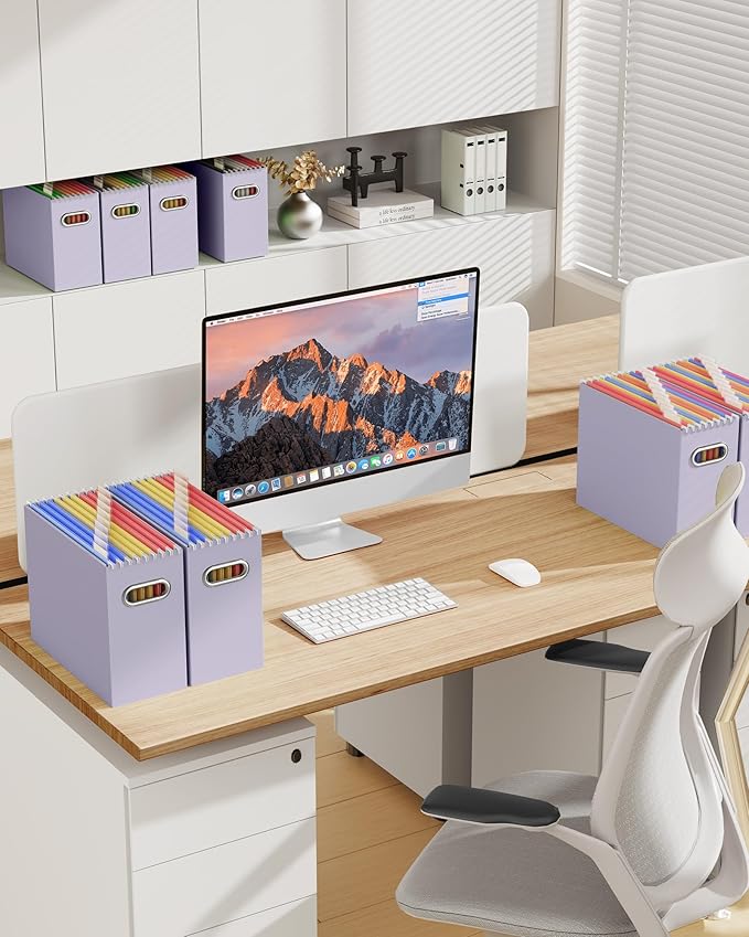 Oterri Cardboard File Organizer Box for Hanging File Folders Letter Size,File Box for Computer Desk,File Cabinet,Working Home,Office,Classroom (Colorful, Letter Size - 4 Packs)