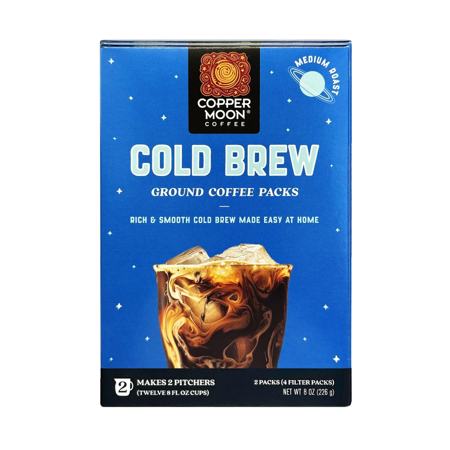 Copper Moon Coffee Ground, Medium Roast, Cold Brew, 8 oz