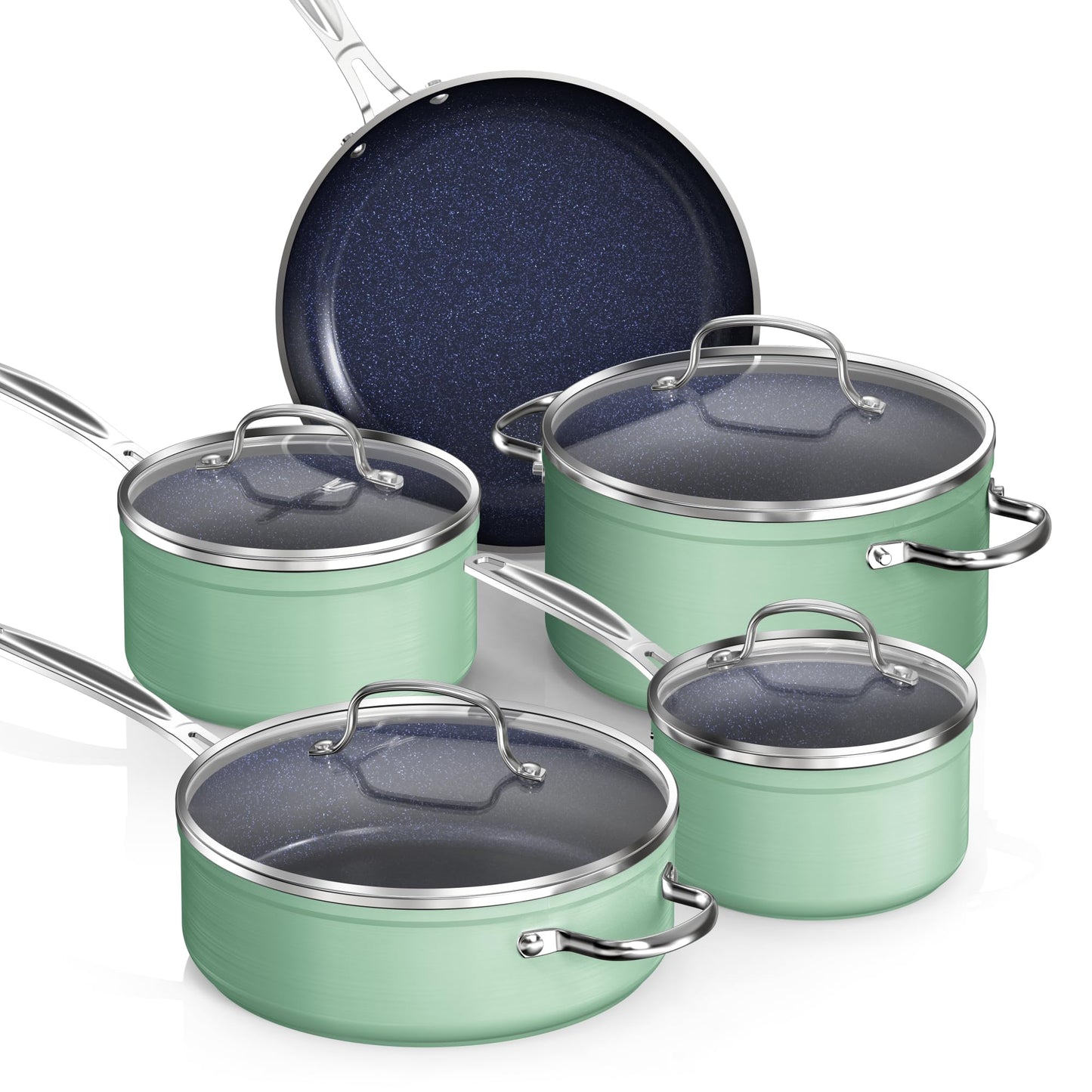 Nuwave Healthy Duralon Blue Ceramic Nonstick Coated 9pc Cookware Set