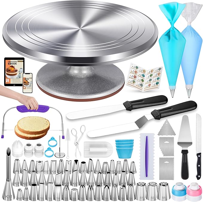 Kootek 51 Aluminum Cake Decorating Kit, Baking Supplies for Beginner & Pros