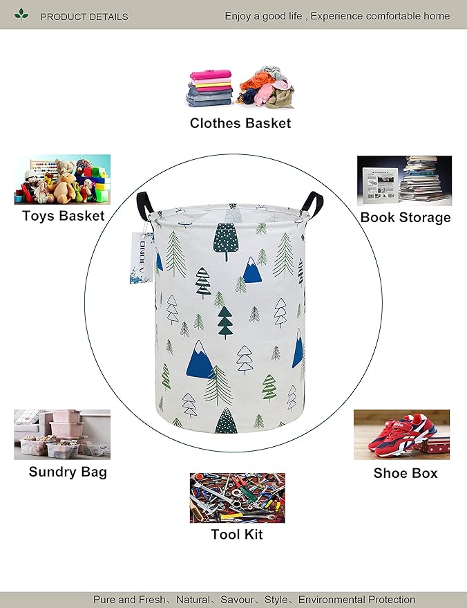 Round Fabric Storage Bin,Decorative Basket,Organizer Basket with Handles,for Clothes Storage,books and 19.7inch(H) x 15.7inch(D)