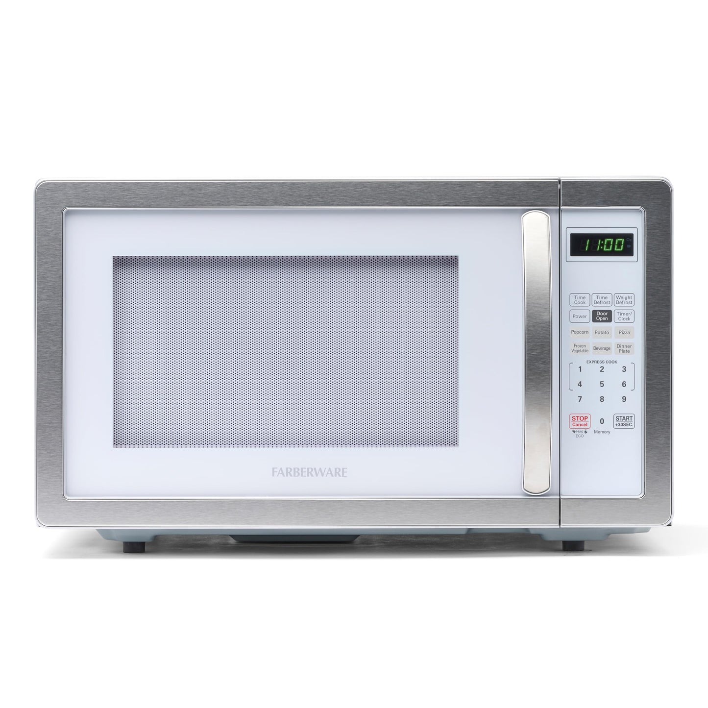 Farberware 1.6 Cu. Ft. Countertop Microwave Oven – 1100 Watts Power, Smart Sensor Auto Cook Settings, Defrost, Easy Clean and Child Safety Lock - Stainless