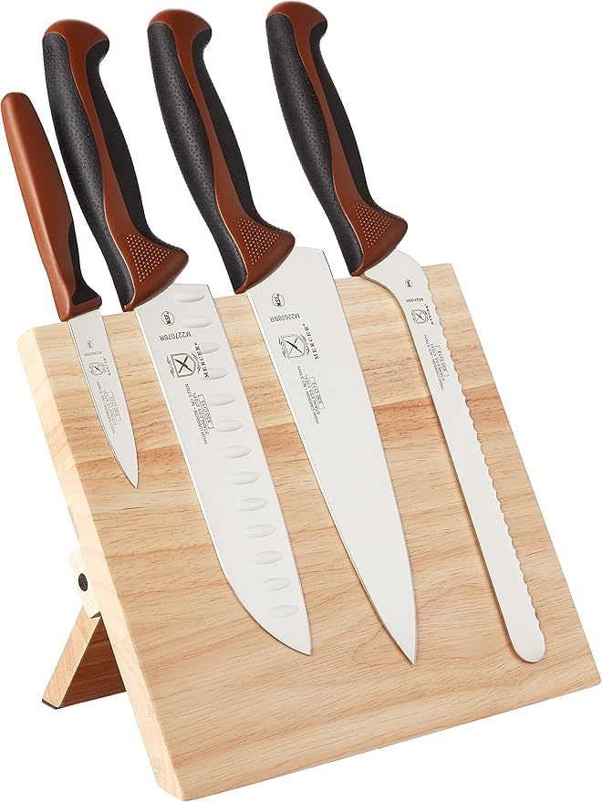 Mercer Culinary Millennia Colors 5-Piece Magnetic Board Set with Blue Handles, Bamboo, 16 x 8 x 18 inches