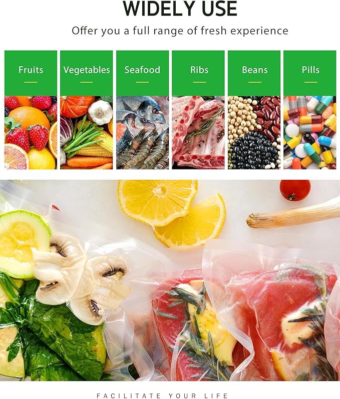 Syntus Vacuum Sealer Bags for food, 2 Pack 11" x 20' Commercial Grade Bag Rolls, Food Vac Bags for Storage, Meal Prep or Sous Vide