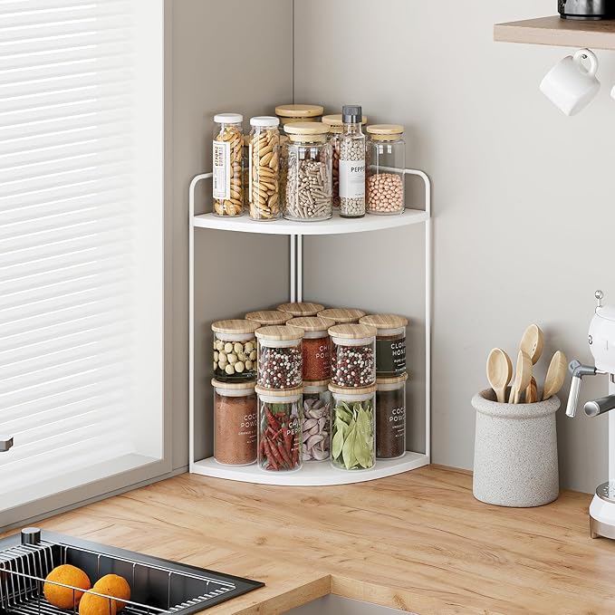 Bathroom Counter Organizer,Countertop Organizer,Vanity Organizers,Bathroom Storage,Bathroom Sink Caddy,Counter Shelf,Corner Counter,Corner Shelves(White)