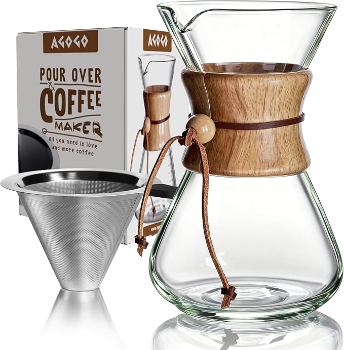 AGOGO Pour Over Coffee Maker Set, 40oz Classic Style, 304 Stainless Filter