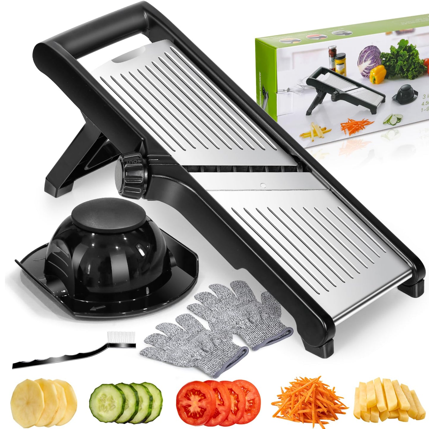 MASTERTOP Mandoline Slicer, 5 in 1 Mandoline Food Slicer, Dishwasher Safe