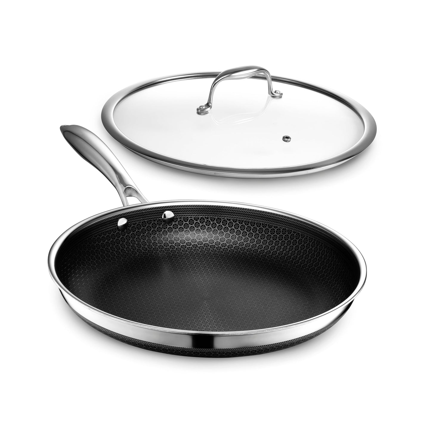 HexClad 10" Hybrid Nonstick Frying Pan with Lid, Dishwasher & Oven Safe