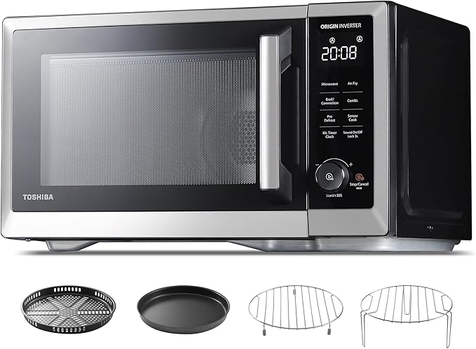 TOSHIBA Countertop Microwave Oven Air Fryer Combo, Inverter, Convection, Broil, Speedy Combi, Even Defrost, Humidity Sensor, Mute Function, 27 Auto Menu&47 Recipes, 1.0 cu.ft/30QT, 1000W