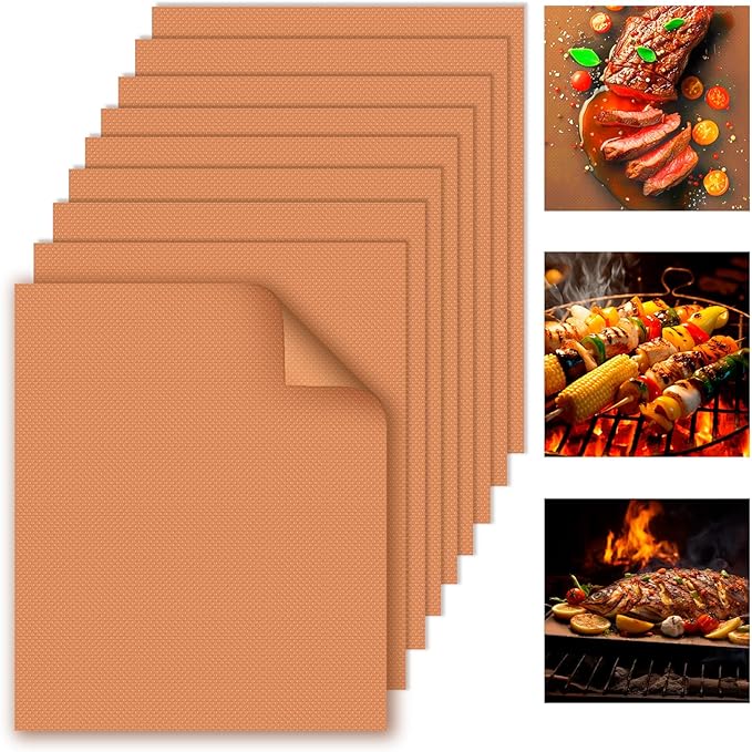 WIBIMEN Grill Mats for Outdoor Grill, Copper 7pcs Grill Mat