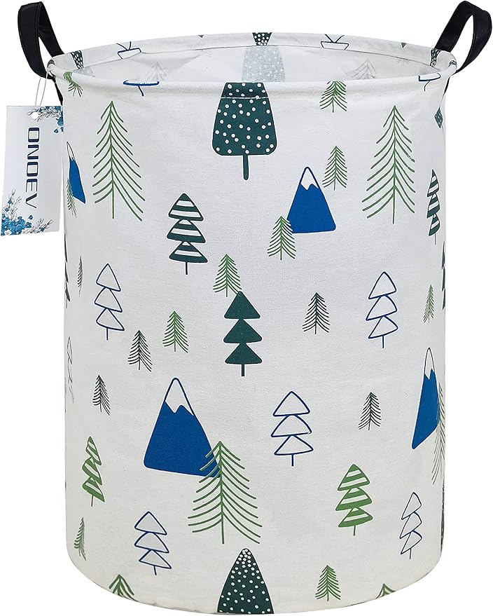 Round Fabric Storage Bin,Decorative Basket,Organizer Basket with Handles,for Clothes Storage,books and 19.7inch(H) x 15.7inch(D)