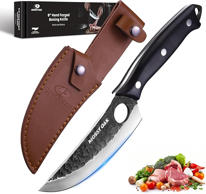 Mossy Oak Serbian Chef Knife, Hand Forged Meat Cleaver Knife