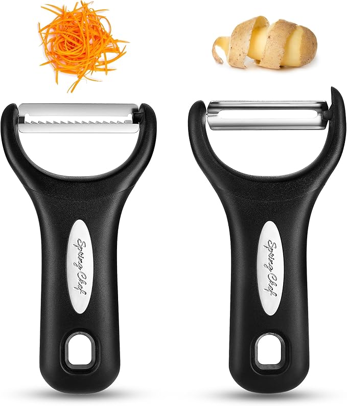 Spring Chef Swivel Vegetable Peeler & Y Potato Peeler w/Soft Grip Handles