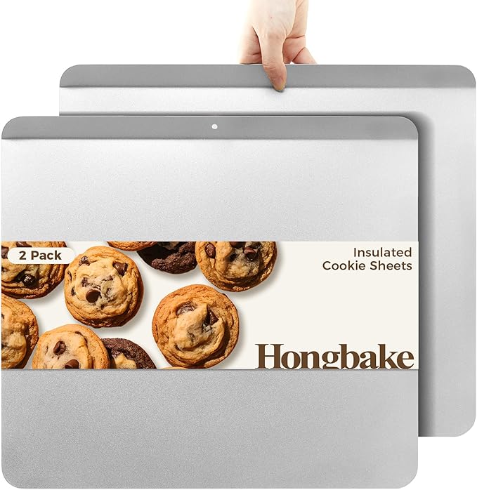 HONGBAKE 2 Pack 11 x 9 Inch Toaster Oven Pans and Trays, Small Baking Sheet Set for Cooking, Non-Stick Cookie Sheets, Heavy-Duty 0.8mm Thick, Easy to Clean, 1.26 Inch Deep, Gold