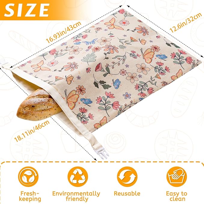 2 Pack Beeswax Bread Bags for Sourdough,Reusable Organic Linen Beeswax Bread Bag for Homemade Sourdough 17 x 12.6 Inches Food Storage Cloth Bag – Freezer-Friendly & Freshness Preservation
