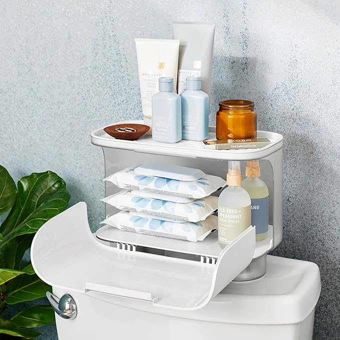 YouCopia Hideaway Toilet Cabinet, Over The Toilet Bathroom Organizer for Paper Rolls, Wipes and Accessories