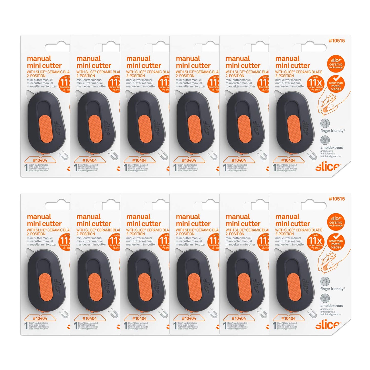 Slice Mini Box Cutter | Manual Retracting | Safe Ceramic Box Cutter Lasting 11x Longer than Metal | Box Opener | 1 Pack | Orange