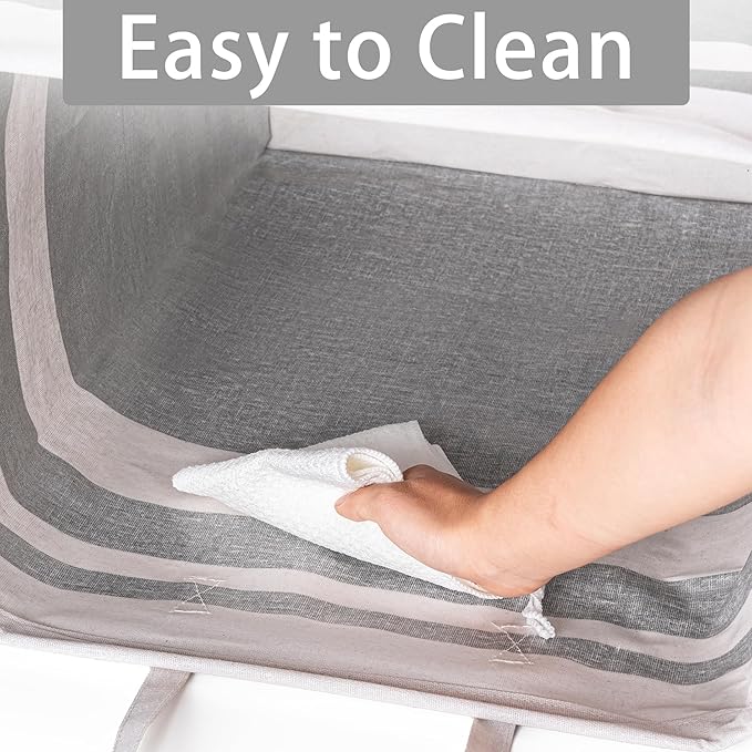 BOOMIBOO 2 Pack Large Laundry Basket,Waterproof Freestanding Laundry Hamper,Collapsible Clothes Basket with Easy Carry Handles in Laundry Room Bathroom Bedroom Dorm,Gradient Grey,75L