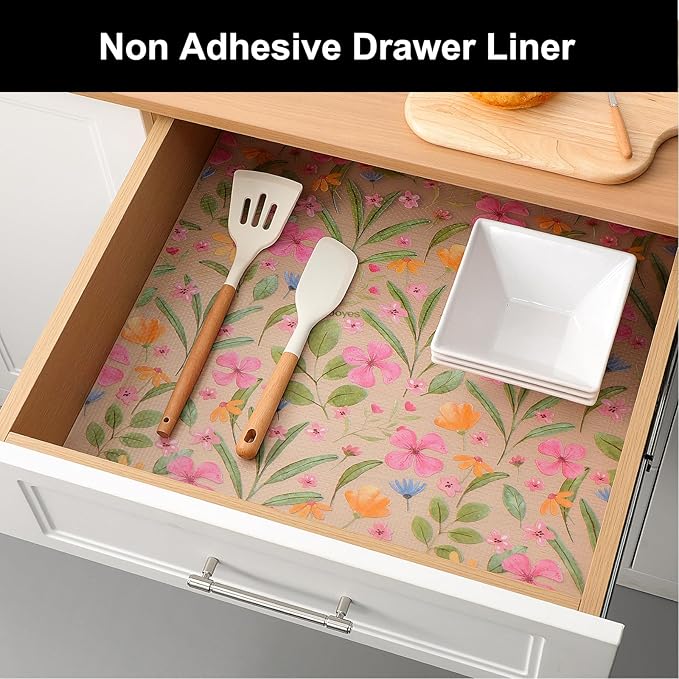 Cooyes Shelf Liner – Premium Non-Adhesive Cabinet & Drawer Liner for Kitchen – Waterproof Shelf Paper with Modern Pattern – Durable EVA Cabinet Mat – Easy to Cut （24" W x 240" L）
