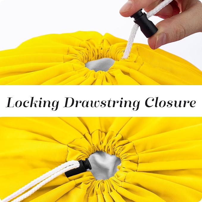 Nylon Laundry Bag - Locking Drawstring Closure and Machine Washable. These Bags will Fit a Laundry Basket or Hamper and Strong Enough to Carry up to Three Loads of Clothes. (Yellow)