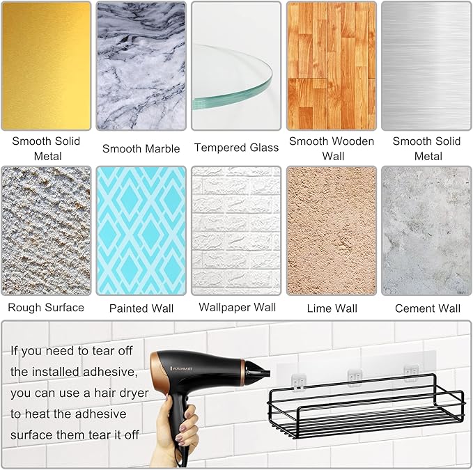 Shower Caddy Shelf Adhesive Replacement Stickers Pads For Bathroom Corner Organizer Basket, No Drilling For Kitchen Racks And Soap Holder 2pack