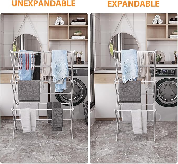 Clothes Drying Rack Household Indoor, Foldable Drying Rack Clothing for Laundry - 40" x 28.8" x 14.2", Space Saving Indoor&Outdoor, Pure White-1pack