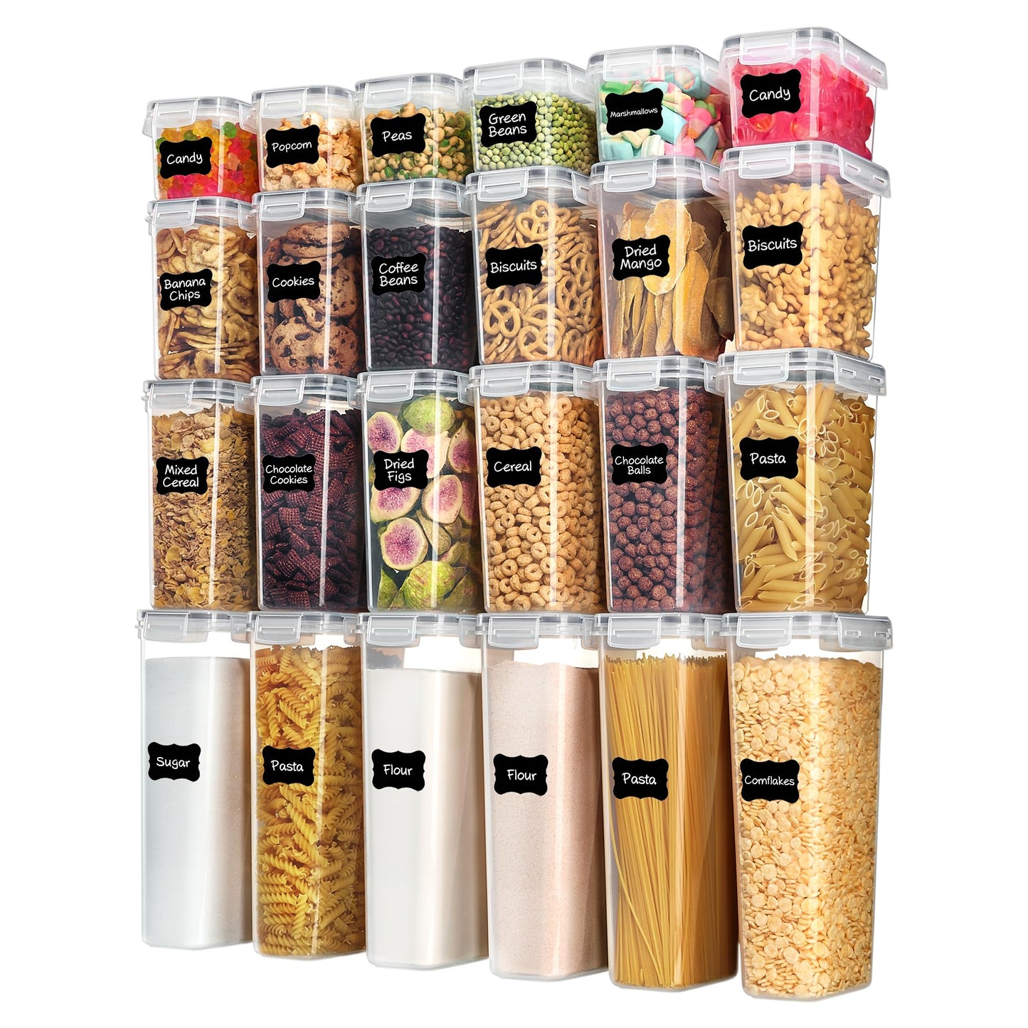 Vtopmart Airtight Food Storage Containers with Lids, 24 pcs, Black
