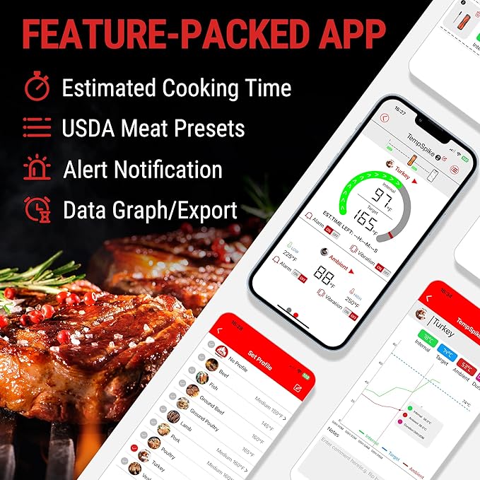 TempPro TempSpike 500 ft Wireless Meat Thermometer Digital for Cooking