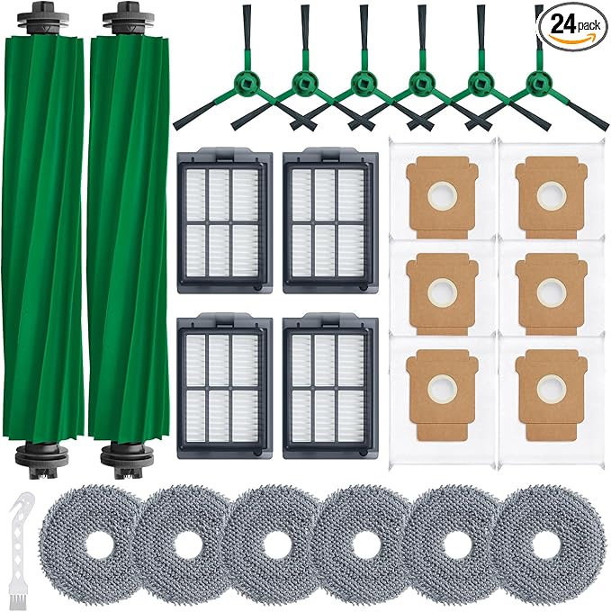 Bluevisk 22 Replacement Parts for iRobot Roomba i7 i7+ i2 i3 i3+ i4 i4+ i6 i6+ i8 i8+ J7 J7+ J9 E5 E6 E7 I,E & J Series Vacuum Cleaner,8 HEPA 8 Side Brushes 4 Rubber Roller Brush,1 Clean Brush