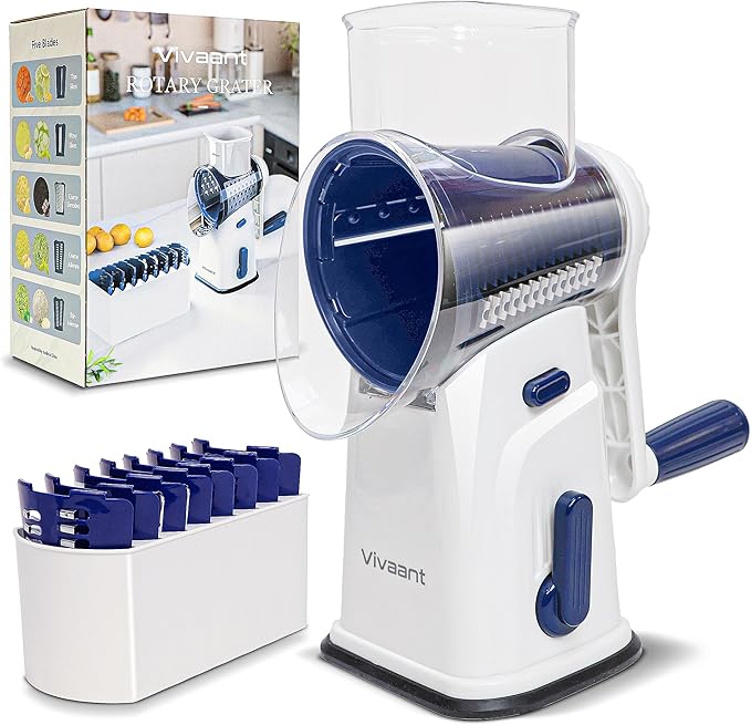 Vivaant Rotary Cheese Grater Hand Crank, Handheld Parmesan Cheese Shredder