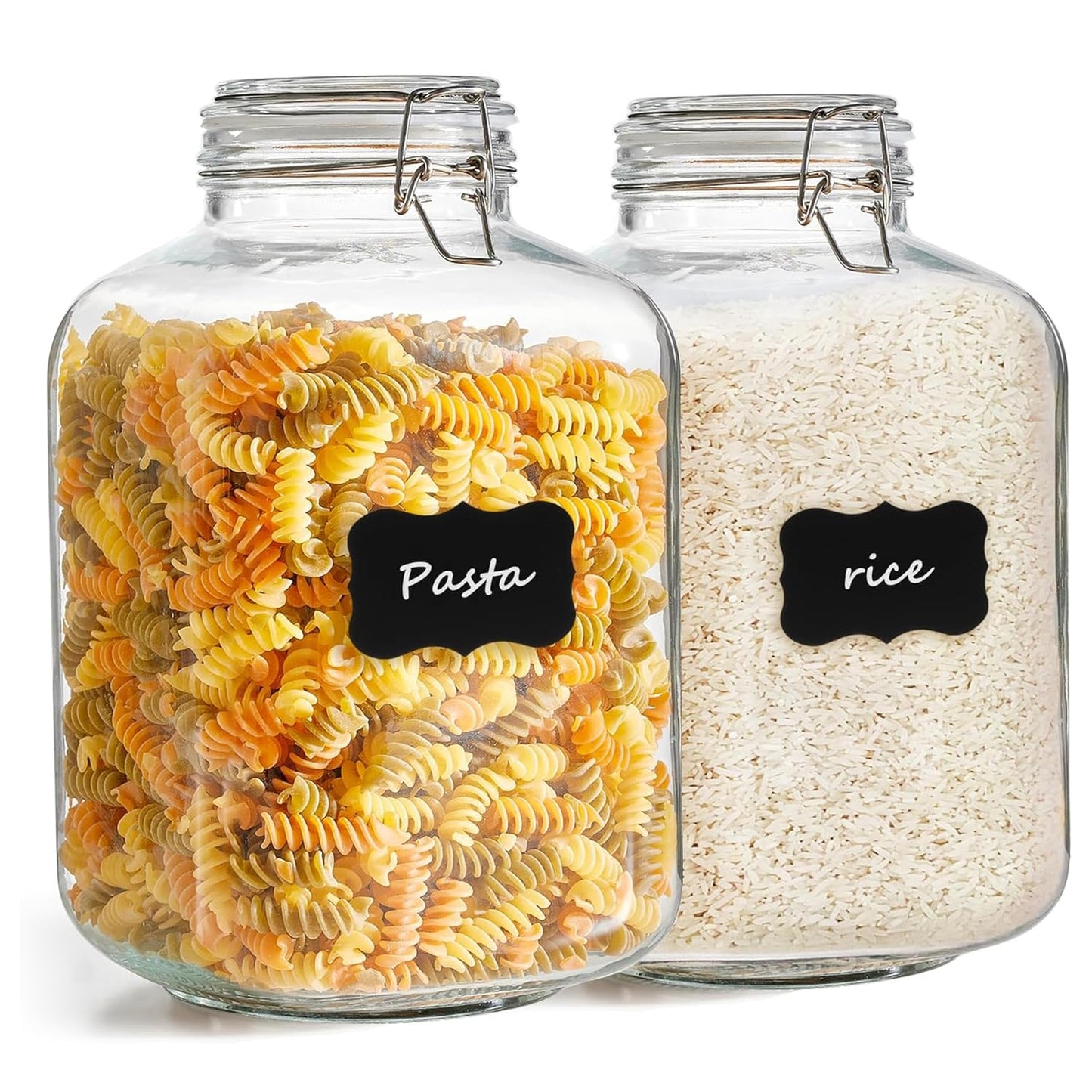 ComSaf Square Glass Spice Jars 8 oz 6 Pack with Labels and Funnel Set