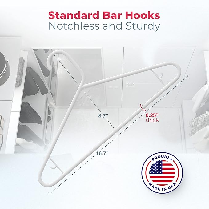 Neaties Plastic Hangers 30 Pack – Made in The USA – 6lb Capacity Standard Clothes Hangers with Strap Hooks for Dresses, Lingerie, Shirts, Pants, and Jackets – Gray
