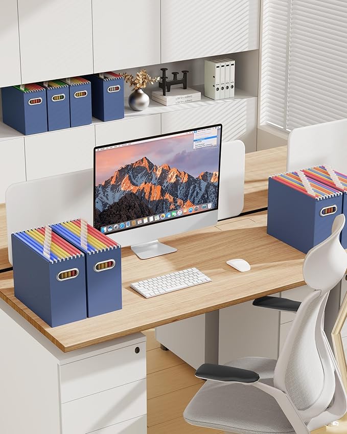 Oterri Cardboard File Organizer Box for Hanging File Folders Letter Size,File Box for Computer Desk,File Cabinet,Working Home,Office,Classroom (Assorted Colors, Letter Size - 8 Packs)